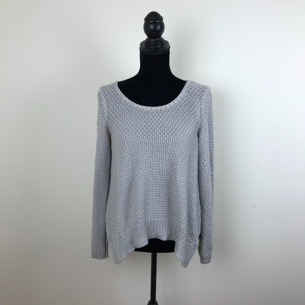 Anthropologie Moth metallic silver knit sweater